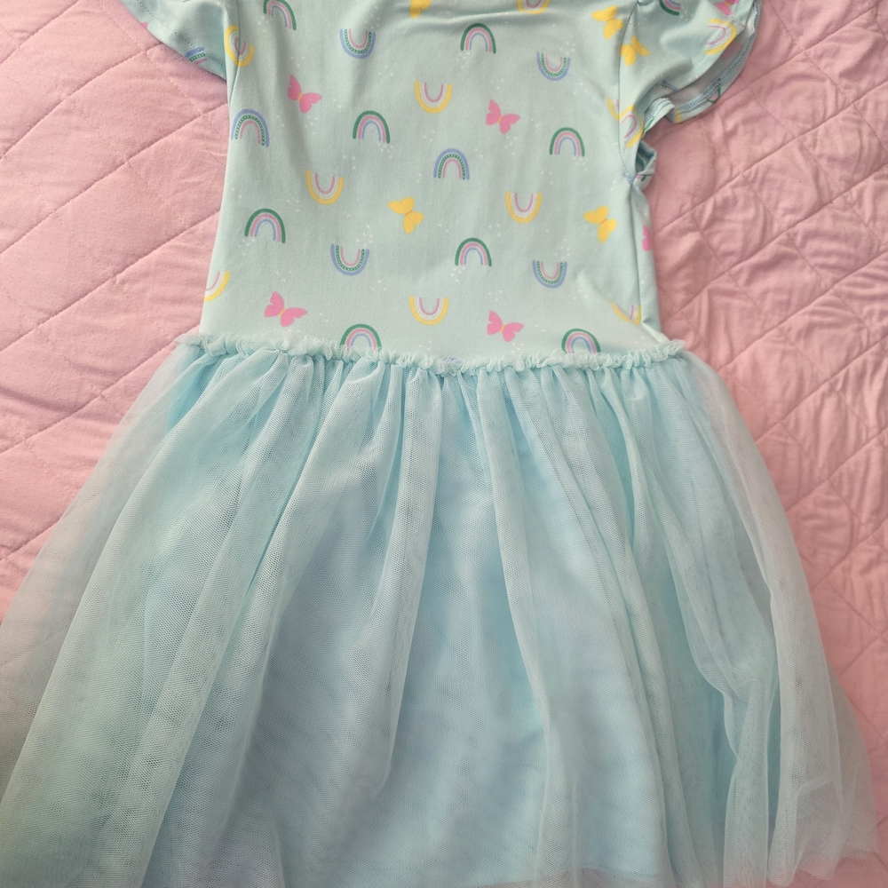 Epic Threads 5T-Rainbow and Butterfly Dress with Tulle Skirt